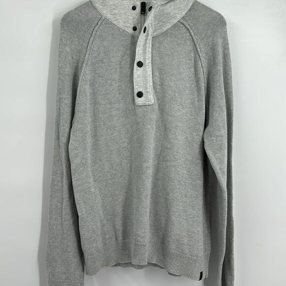 Express Half Zip Button Up Gray Hoodie Sweater Large - Picture 3 of 9